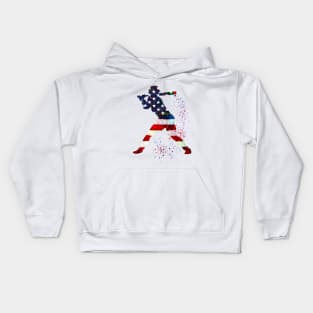 Girl Baseball Batter American Flag Watercolor Kids Hoodie